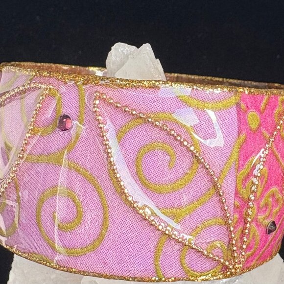 Iris Design Wide Artisan Bangle Mauve & Pink - Picture 3 of 5